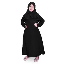 Gamis Anak Baju Muslim Anak Perempuan Polos Basic Wolfis Murah Cantik - Hitam