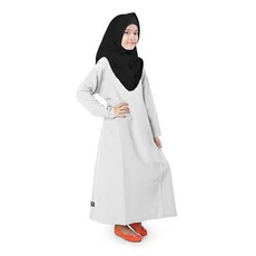 Gamis Anak Baju Muslim Anak Perempuan Polos Basic Wolfis Murah Cantik - Putih