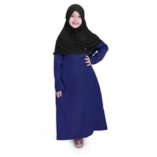 Gamis Anak Baju Muslim Anak Perempuan Polos Basic Wolfis Murah Cantik - Navy