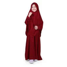 Gamis Anak Baju Muslim Anak Perempuan syar'i Polos Murah Cantik Adem Wolly Crepe - Marun