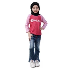 Kaos Raglan Anak Perempuan Cantik Murah Original - Pink