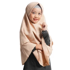 Jilbab Kerudung Anak Syar'i Polos Wolfis - Khaki