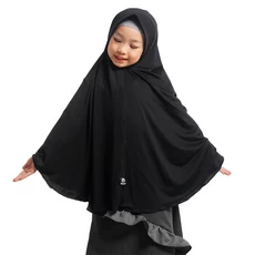 Jilbab Kerudung Anak Syar'i Polos Spandek Balon - Hitam