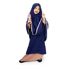 Gamis Anak Perempuan Syari Renda Wollycrepe - Navy Milo