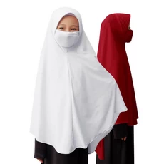 Jilbab Masker Anak Perempuan Syari Sekolah Polos Basic