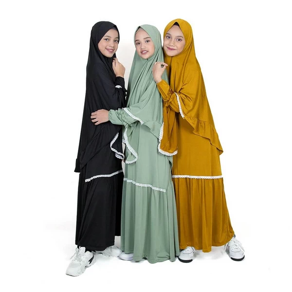 Bajuyuli Gamis Anak Perempuan Syari Jersey Renda JK01 Series