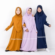 Gamis Anak Syari Terbaru Polos Renda Jersey JL01 Series