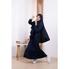 Gamis Anak Warna Navy Santri Umur 11 Tahun