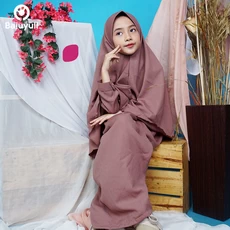 TK1141 Baju Muslim Anak Perempuan Warna Coklat Milo Syari 2 thn